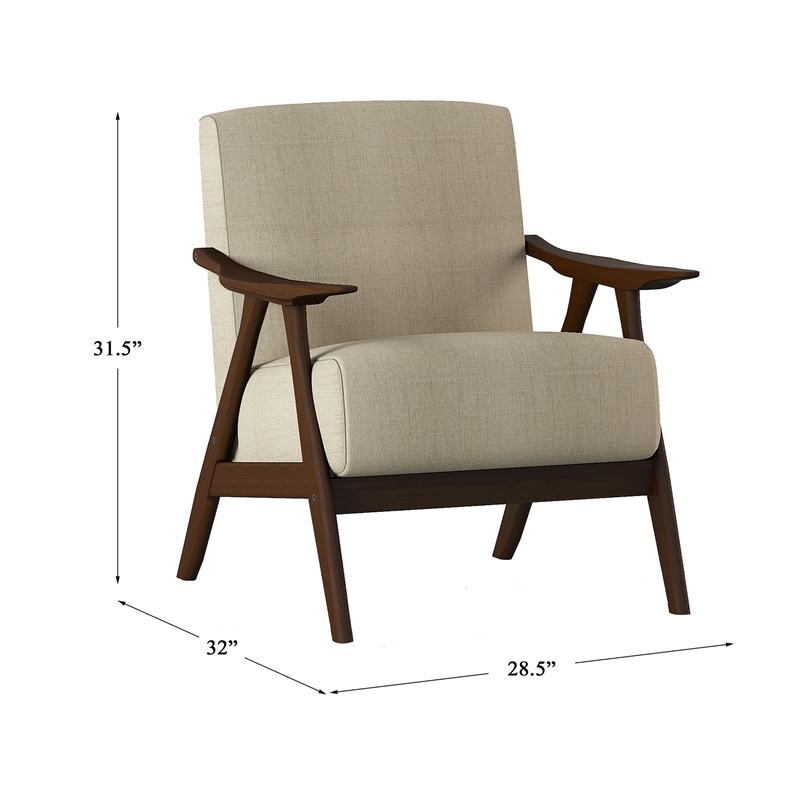 Pemberly Row Set of 2 Modern Accent Chairs with Arm Rest in Light Brown