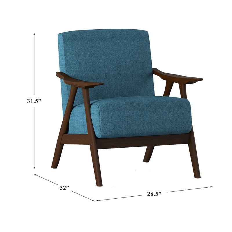 Pemberly Row Set of 2 Modern Accent Chairs with Arm Rest in Blue