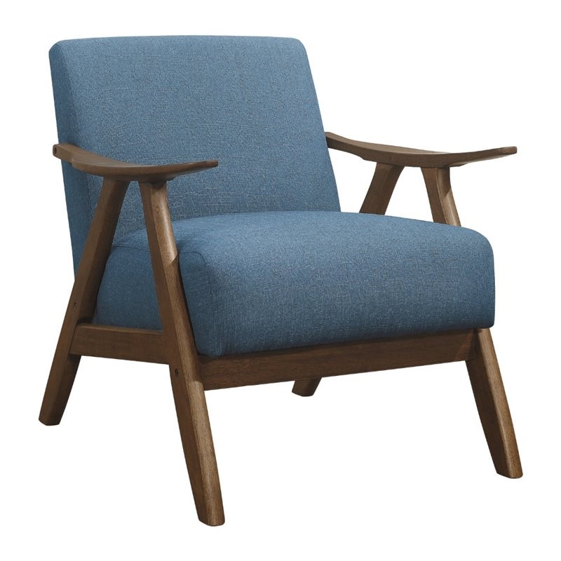 Pemberly Row Set of 2 Modern Accent Chairs with Arm Rest in Blue