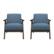Pemberly Row Set of 2 Modern Accent Chairs with Arm Rest in Blue