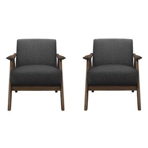 Pemberly Row Set of 2 Mid-Century Fabric Upholstered Accent Chairs in Dark Gray