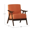 Pemberly Row Set of 2 Modern Accent Chairs with Arm Rest in Orange