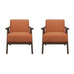 Pemberly Row Set of 2 Modern Accent Chairs with Arm Rest in Orange