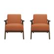 Pemberly Row Set of 2 Modern Accent Chairs with Arm Rest in Orange