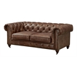 Pemberly Row Set of 3 Leather Loveseat and Sofa and Armchair in Brown