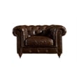 Pemberly Row Set of 3 Leather Loveseat and Sofa and Armchair in Brown