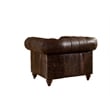 Pemberly Row Set of 3 Leather Loveseat and Sofa and Armchair in Brown