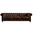 Pemberly Row Set of 3 Leather Loveseat and Sofa and Armchair in Brown