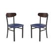 Pemberly Row Set of 2 Metal Dining Chairs with Vinyl Seat & Wood Boomerang Back