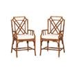 Pemberly Row Set of 2 Marbled Tortoise Natural Rattan Dining Chairs