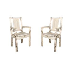 Pemberly Row Set of 2 Wood Captain's Chairs with Engraved Pine Tree Design