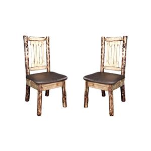 Pemberly Row Set of 2 Transitional Solid Wood Side Chairs in Brown