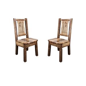 Pemberly Row Set of 2 Solid Wood Side Chairs with Ergonomic Seat in Brown