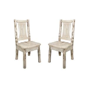 Pemberly Row Set of 2 38&quot Wood Side Chairs with Ergonomic Wooden Seat in Natural
