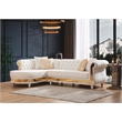 Pemberly Row Set of 2 Gold Detailed Tufted Upholstery Sectional & Coffee Table