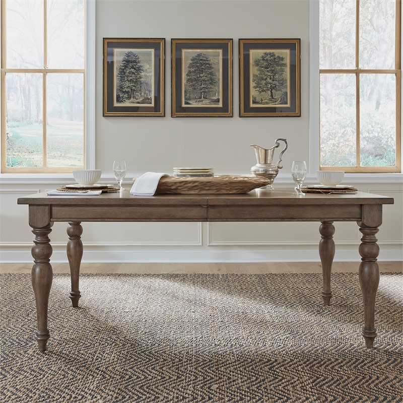 Pemberly Row Set of 7 Rectangular Leg Table and Upholstered Side Chairs