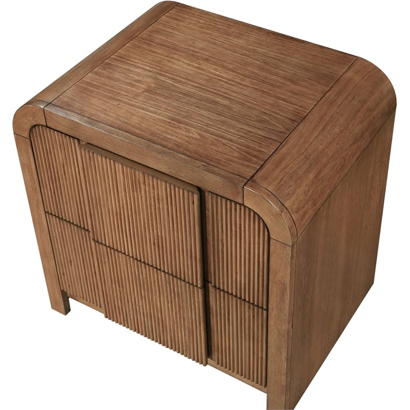 Pemberly Row Set of 4 Brushed Silver Mirror & Walnut Oak Dresser & Nightstands