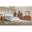 Pemberly Row Set of 4 Brushed Silver Mirror & Walnut Oak Dresser & Nightstands