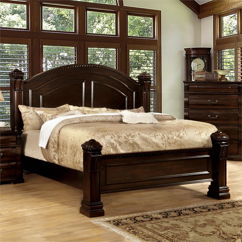 Pemberly Row Set of 4 Nightstands and Dresser with Mirror and Cal King Bed
