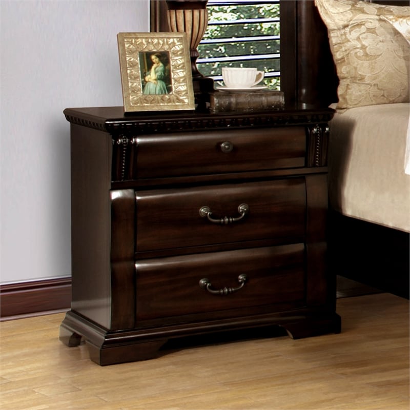 Pemberly Row Set of 4 Nightstands and Dresser with Mirror and Cal King Bed
