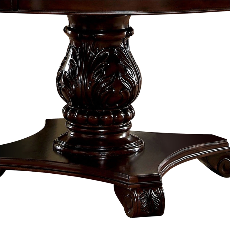 Pemberly Row Set of 3 Wood Pedestal Dining Table and Faux Leather Chairs