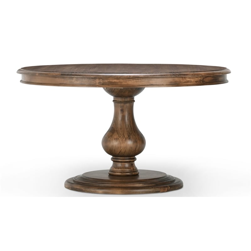 Pemberly Row Set of 5 Solid Pine Wood Round Dining Table and Dining Chairs