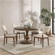 Pemberly Row Set of 5 Solid Pine Wood Round Dining Table and Dining Chairs