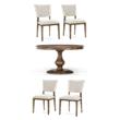 Pemberly Row Set of 5 Solid Pine Wood Round Dining Table and Dining Chairs