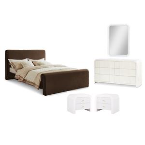 Pemberly Row Set of 5 King Bed and Night Stand and Mirror and Dresser