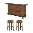 Pemberly Row Set of 3 Bar Unit and Swivel Barstools in Taupe Brown