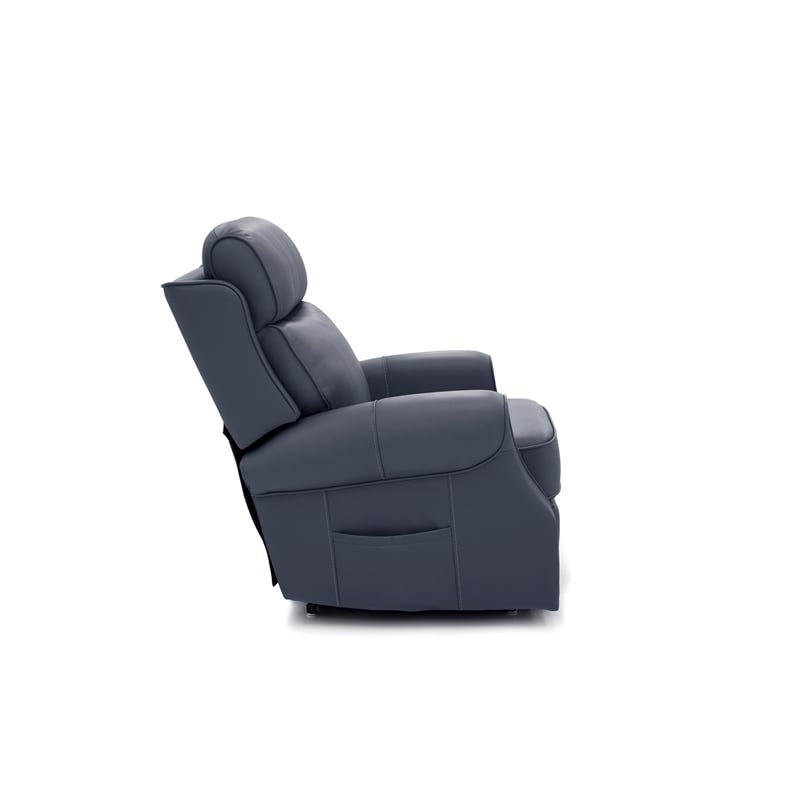 Pemberly Row Leather Power Lift Recliner with Heat in Sorrento Ocean