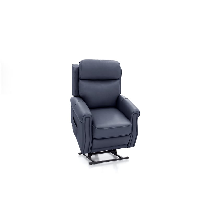 Pemberly Row Leather Power Lift Recliner with Heat in Sorrento Ocean