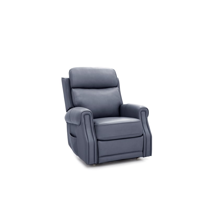 Pemberly Row Leather Power Lift Recliner with Heat in Sorrento Ocean