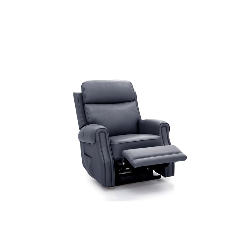 Pemberly Row Leather Power Lift Recliner with Heat in Sorrento Ocean
