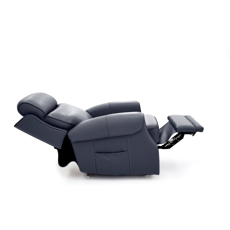 Pemberly Row Leather Power Lift Recliner with Heat in Sorrento Ocean