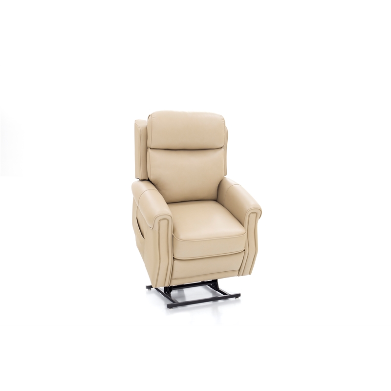 Pemberly Row Leather Power Lift Recliner with Heat in Sorrento Sand