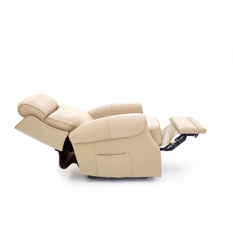 Pemberly Row Leather Power Lift Recliner with Heat in Sorrento Sand