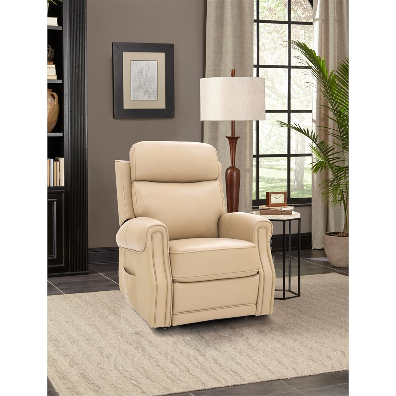 Pemberly Row Leather Power Lift Recliner with Heat in Sorrento Sand