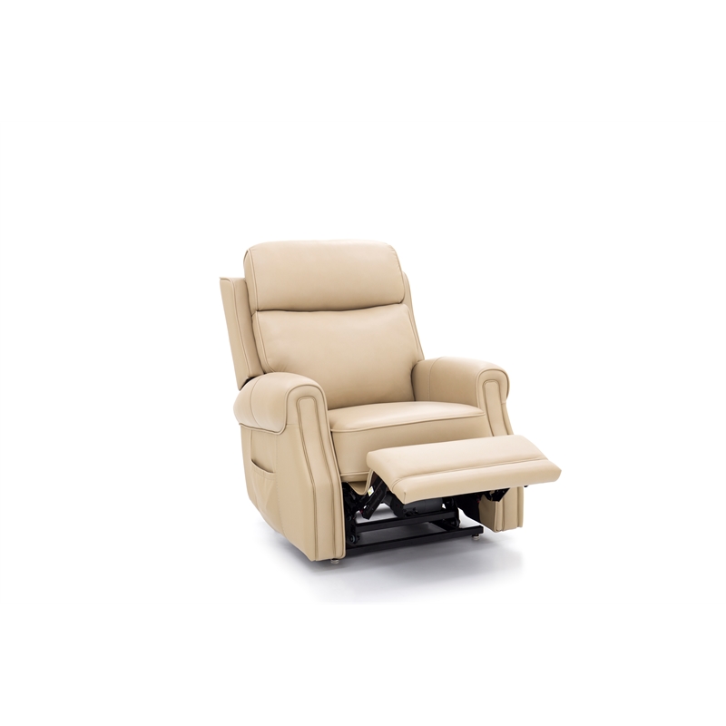 Pemberly Row Leather Power Lift Recliner with Heat in Sorrento Sand