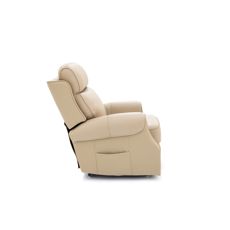 Pemberly Row Leather Power Lift Recliner with Heat in Sorrento Sand