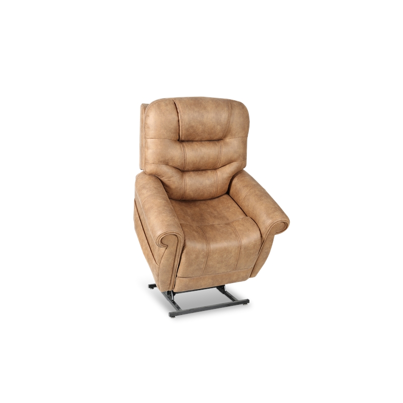 Pemberly Row Fabric Power Lift Recliner with 3 Zone Heat in Canyon Silt