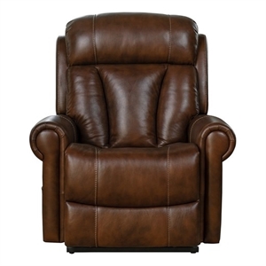 Pemberly Row Top-grain Leather Power Lift Recliner in Tonya Brown