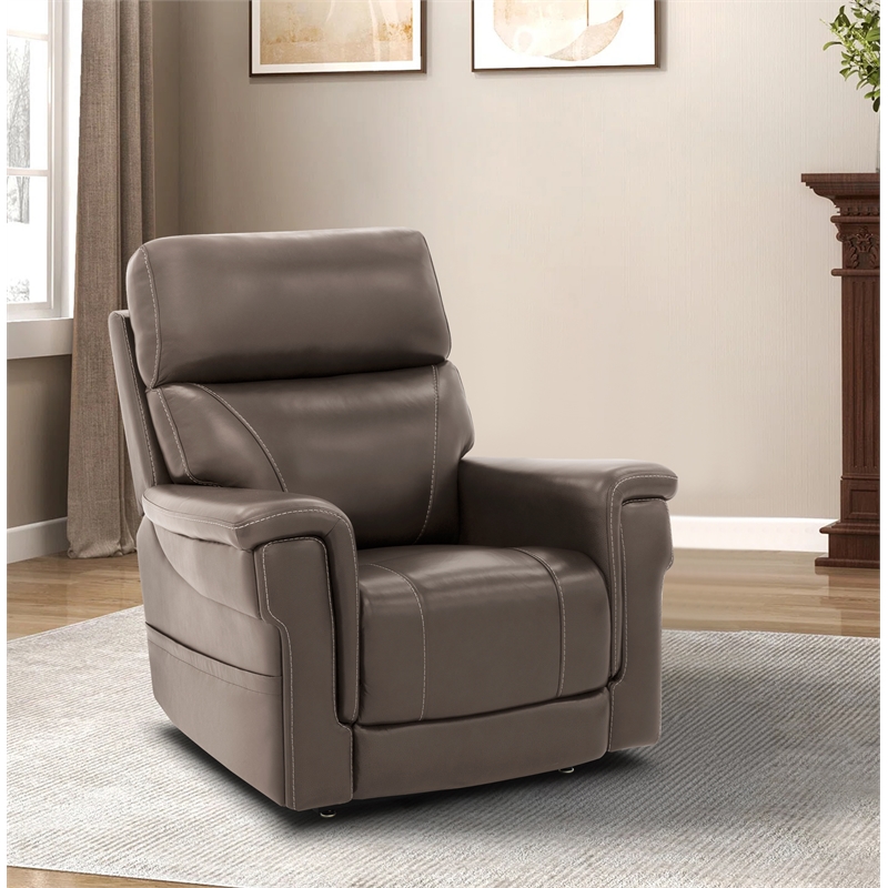 Pemberly Row Leather Power Lift Recliner with 3 Zone Heat in Sorrento Mocha
