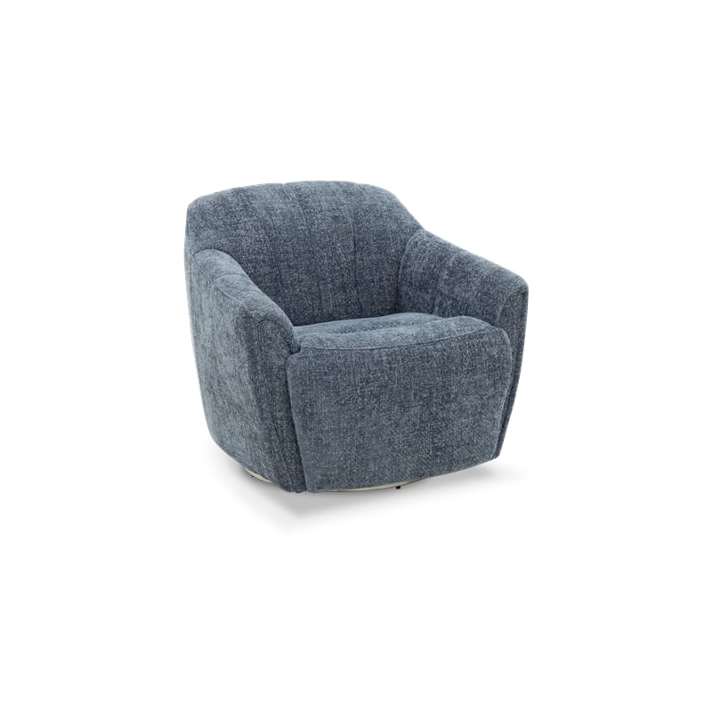 Pemberly Row Polyester Power Swivel Chair with Footrest Only in Maze Denim