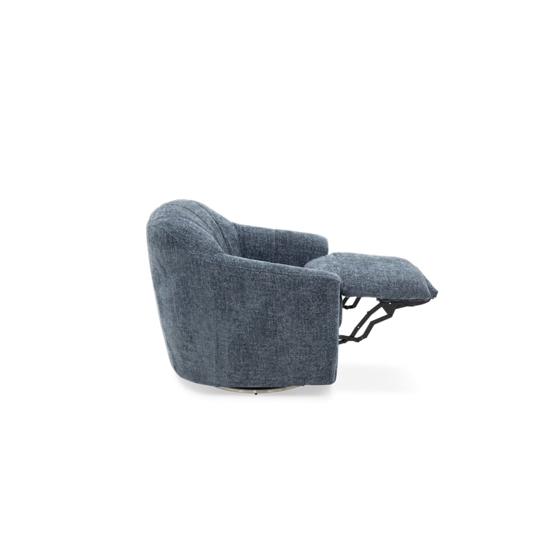 Pemberly Row Polyester Power Swivel Chair with Footrest Only in Maze Denim