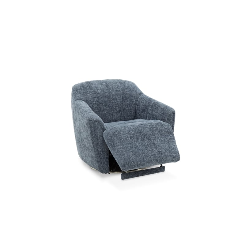 Pemberly Row Polyester Power Swivel Chair with Footrest Only in Maze Denim