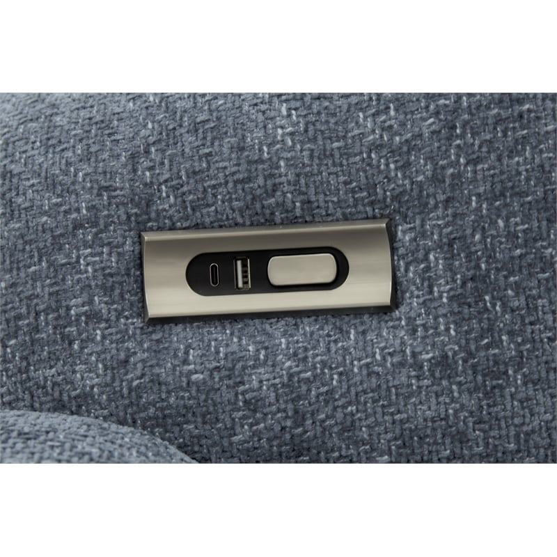 Pemberly Row Polyester Power Swivel Chair with Footrest Only in Maze Denim