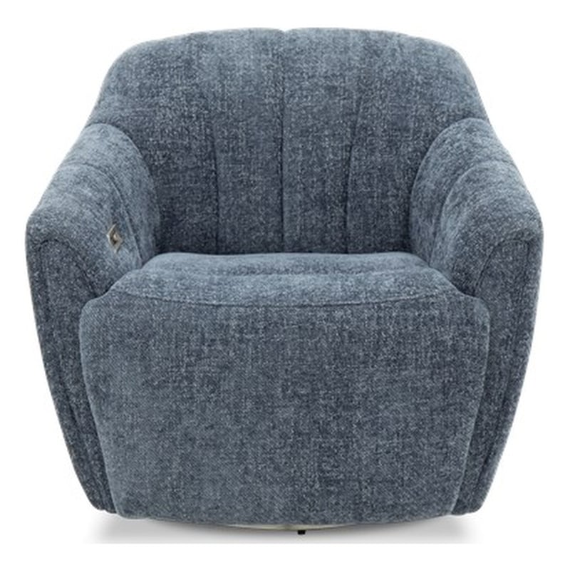 Pemberly Row Polyester Power Swivel Chair with Footrest Only in Maze Denim