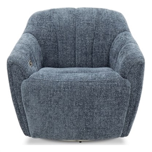 Pemberly Row Polyester Power Swivel Chair with Footrest Only in Maze Denim