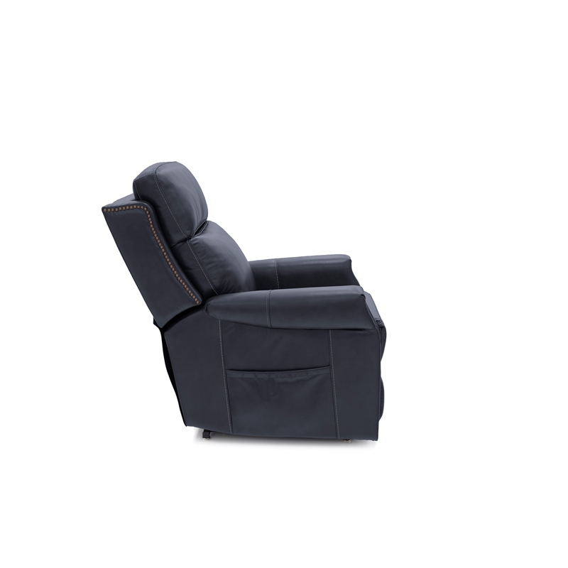Pemberly Row Leather Power Lift Recliner with Heat in Rainer Ocean
